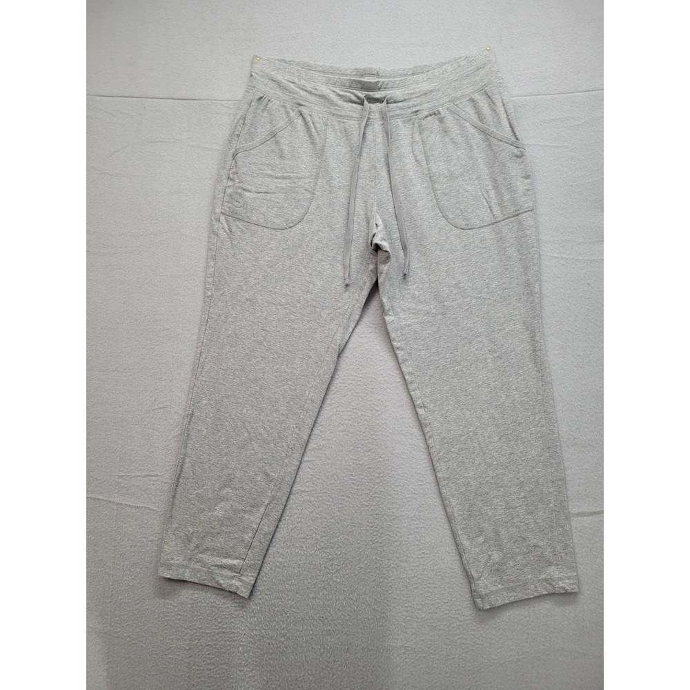Athletic Works‎ Women Sweatpants L Gray Drawstring Cropped Pockets Jogger Lounge